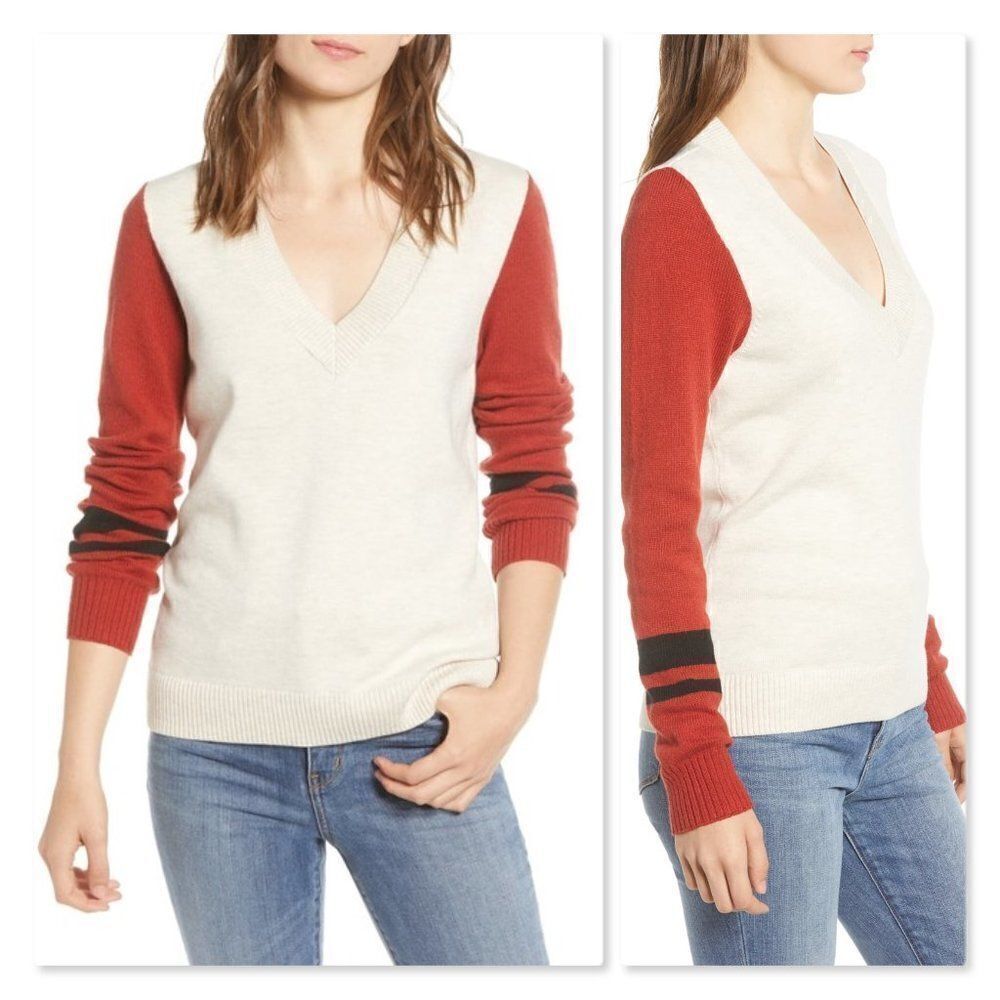 Treasure & Bond Stripe V-Neck Sweater sz XXL